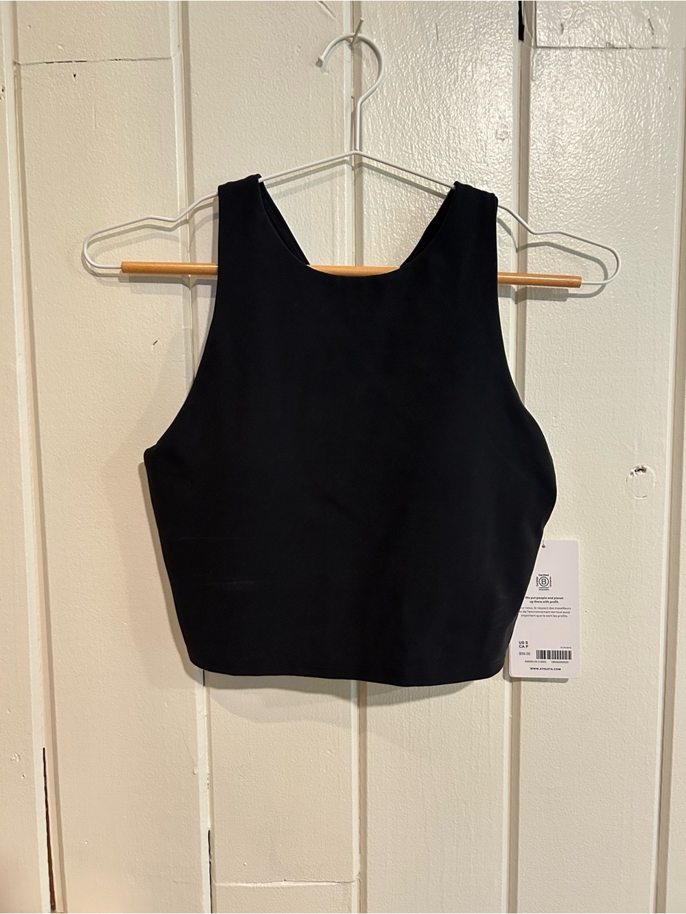 Athleta‎ Black Cropped Built In Bra Tank Top - Pilates Athleisure Runnercore